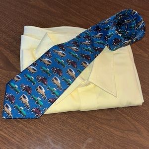 Utopia handmade Vintage car tie, blue/green/yellow/purple